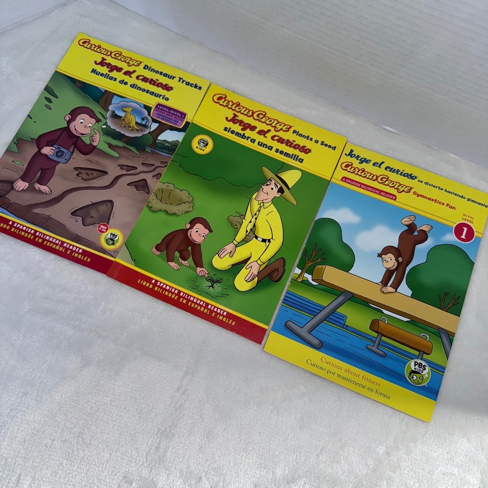 Curious George Bilingual Reader Books Lot Level 1 & 2 Spanish And English Bundle